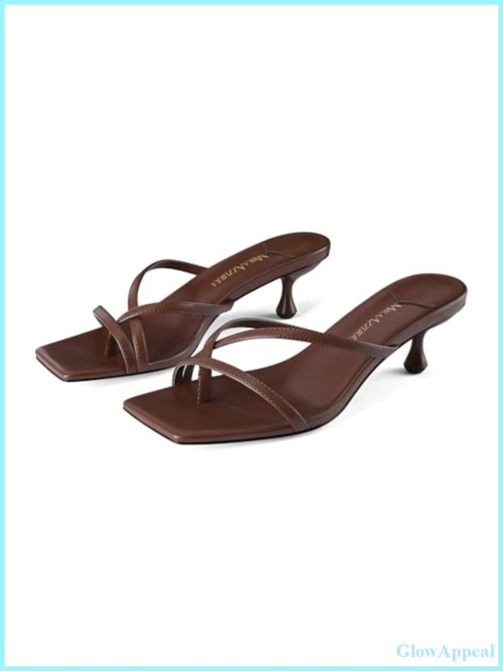 Women's Square Toe Kitten Heel Flip Flop Sandals Faux Leather Slip On Low Heel